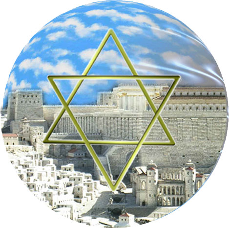 Judaism star of David over Jerusalem